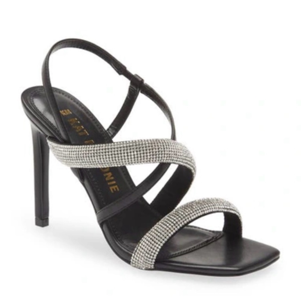 Chic Black and Silver Strappy Heels